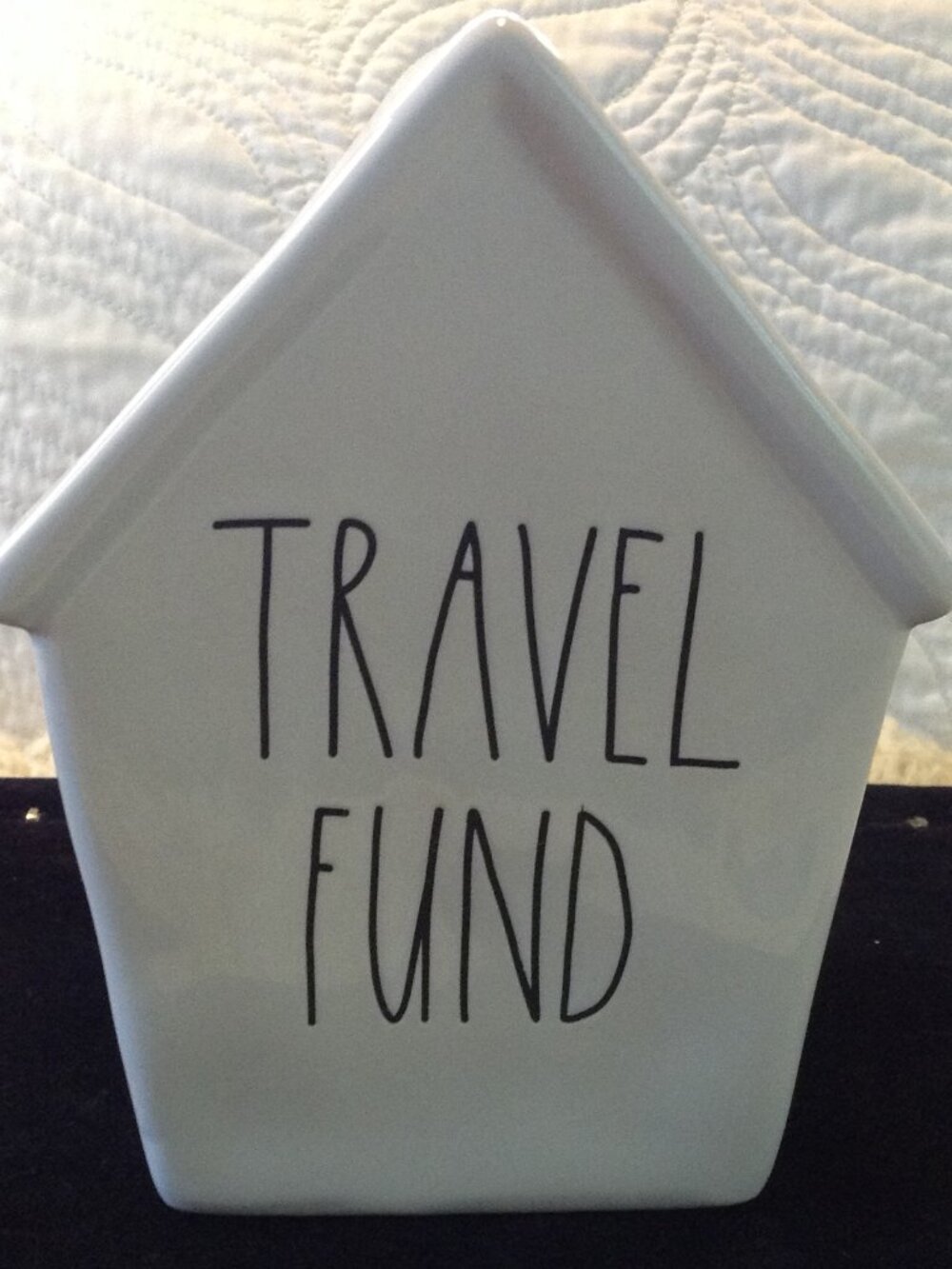 NWOT "Travel Fund" Rae Dunn Ceramic "Piggy Bank" Homecore Deadstock Cabincore